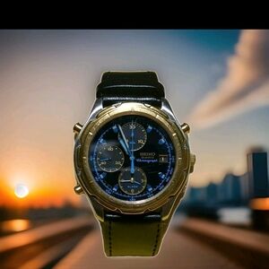 Seiko Gold and Black Chronograph Watch